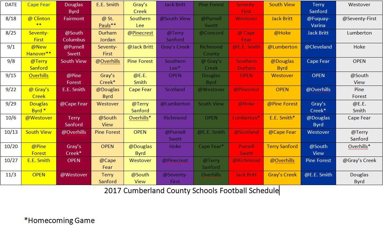 high school highlights schedule up dated 080217