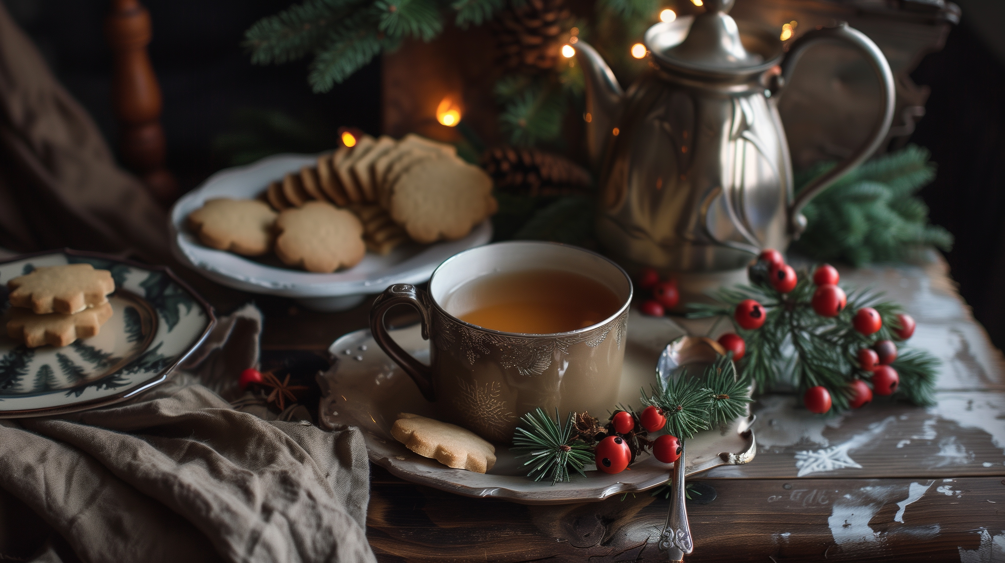 vecteezy cozy holiday tea setup with spiced chai shortbread cookies 53698540